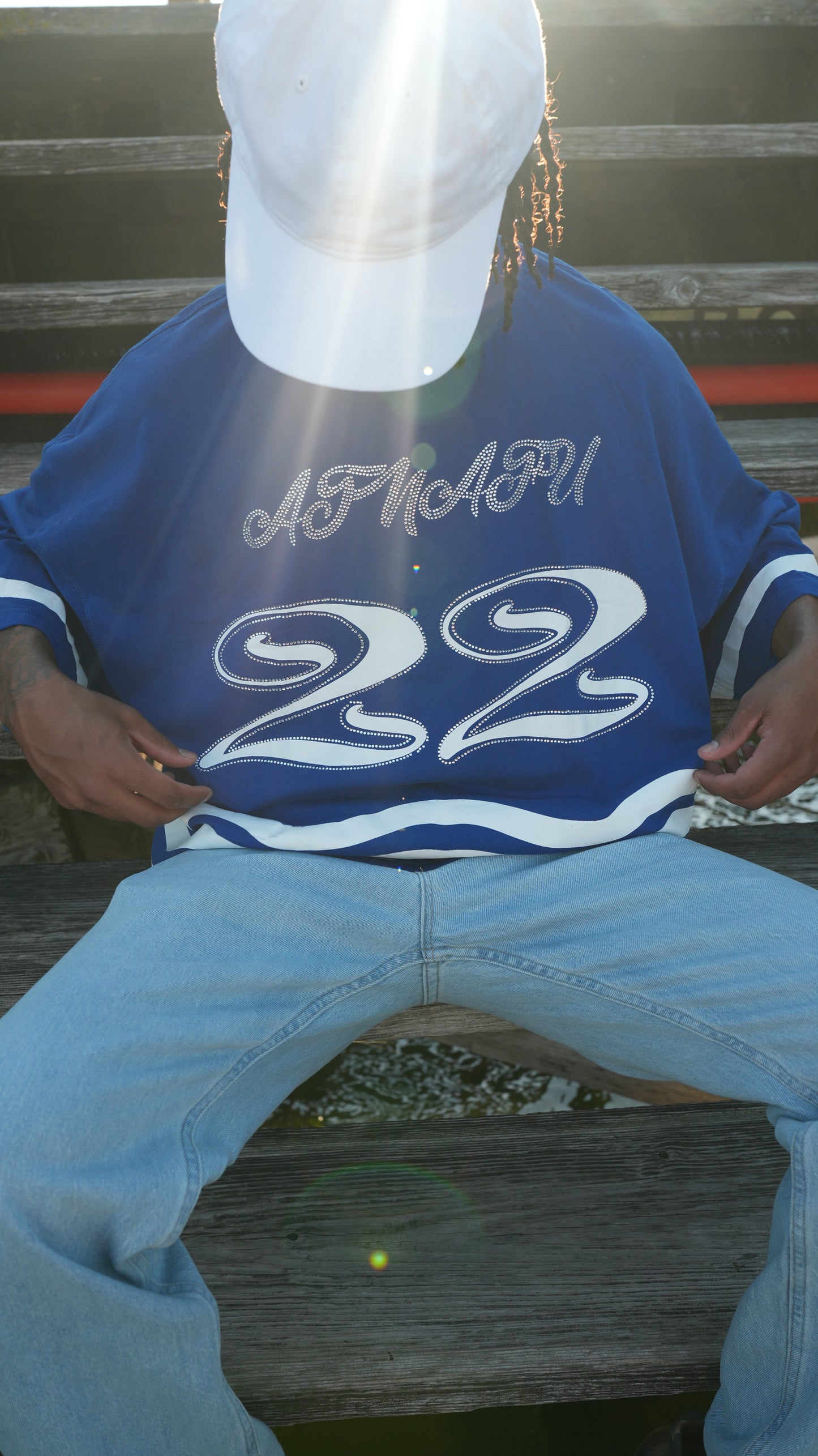 "Atnafu" Blue Cropped Tees