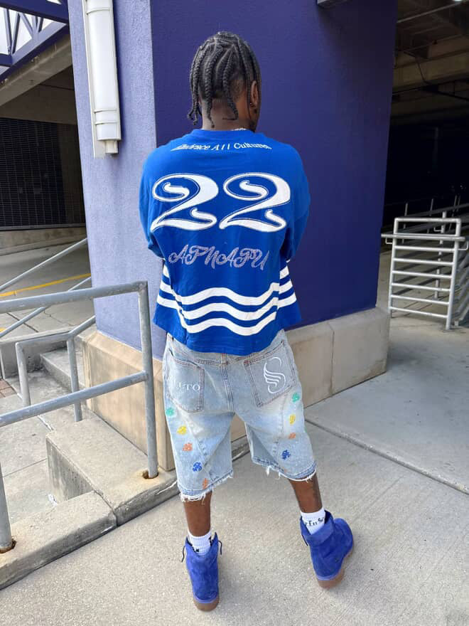 "Atnafu" Blue Cropped Tees