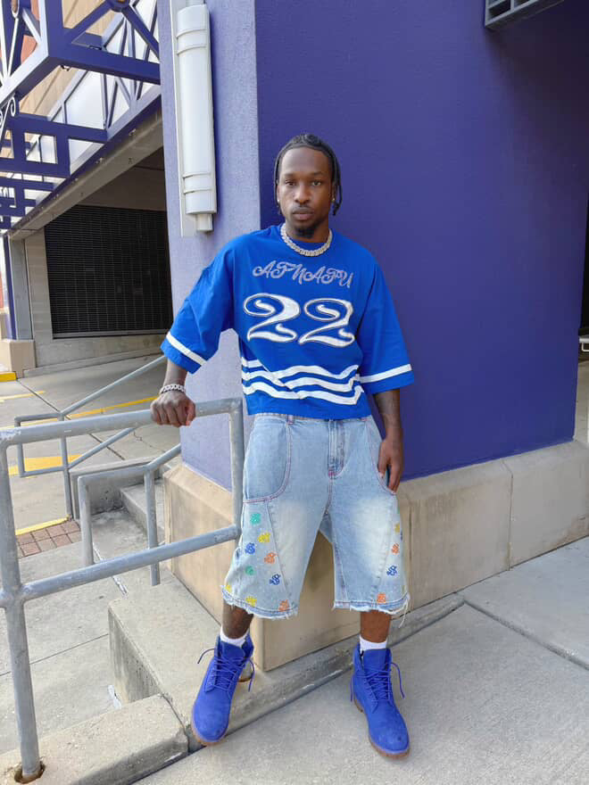 "Atnafu" Blue Cropped Tees