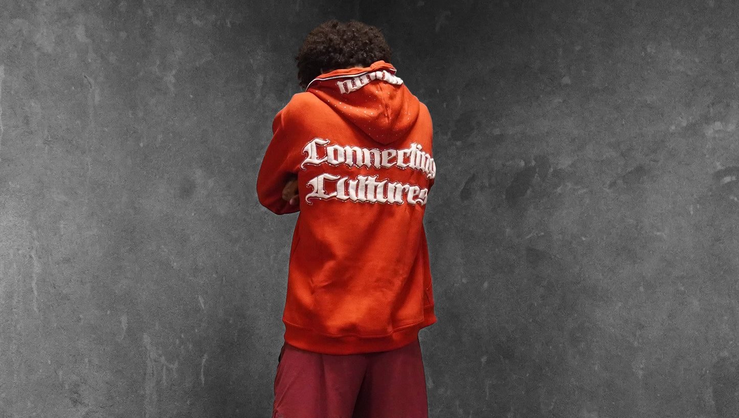 Red Rhinestone Zip-up Hoodie