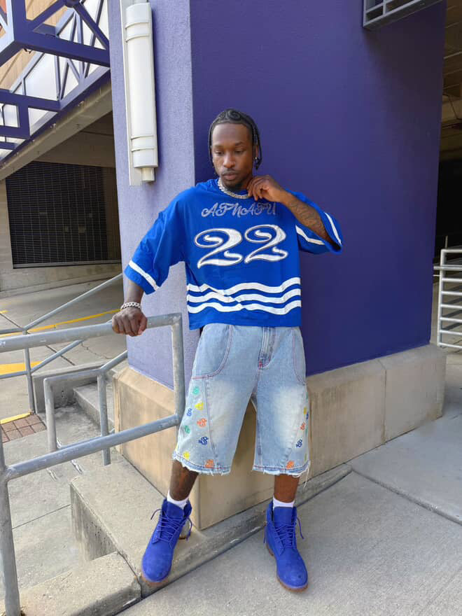 "Atnafu" Blue Cropped Tees