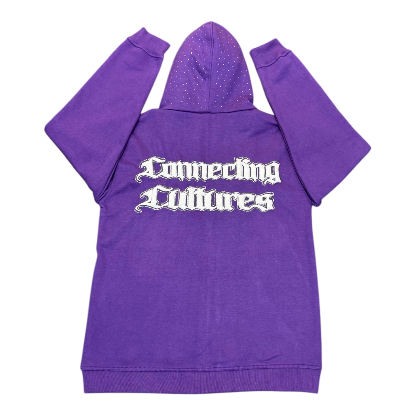 Purple Rhinestone Zip-Up Hoodie