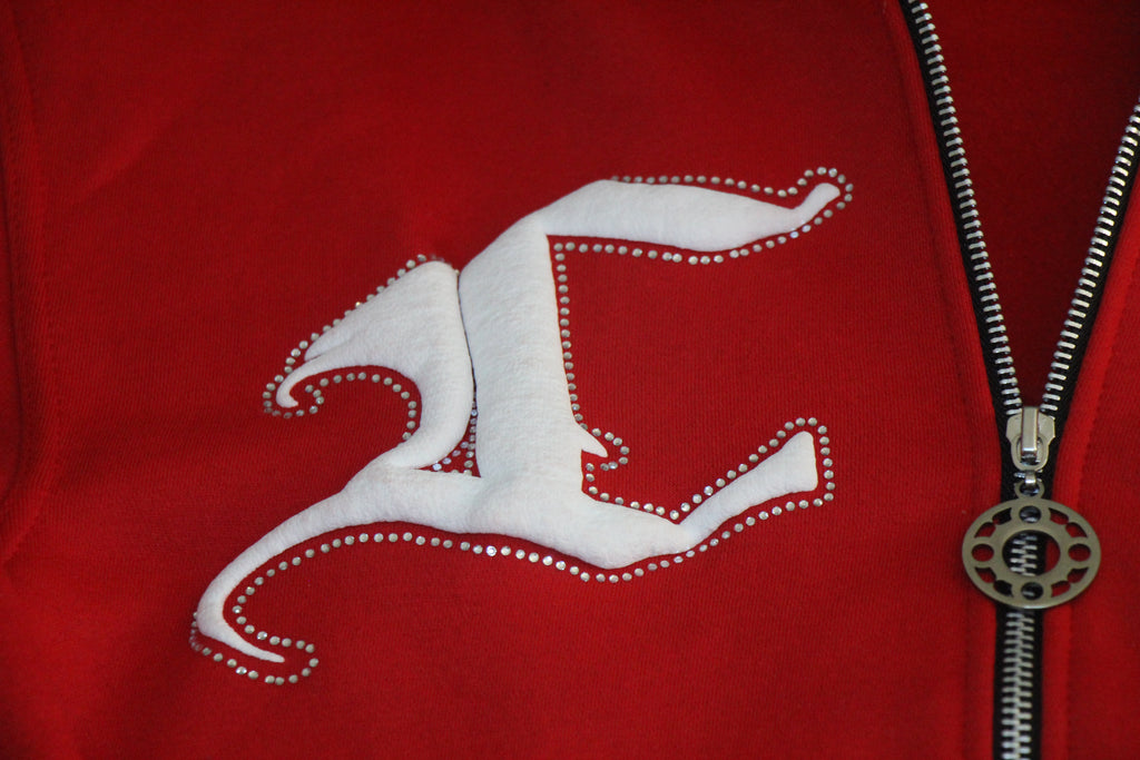 Red Rhinestone Zip-up Hoodie