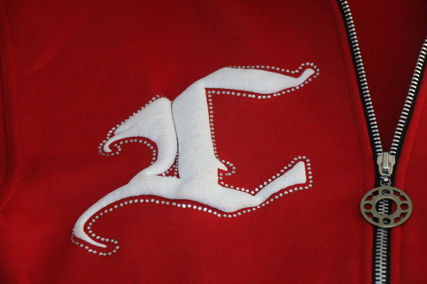 Red Rhinestone Zip-up Hoodie