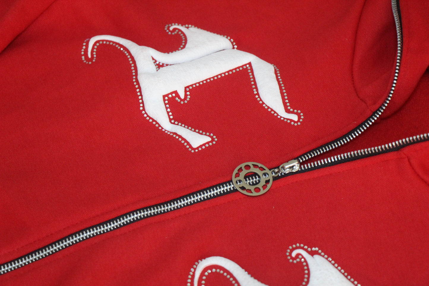 Red Rhinestone Zip-up Hoodie