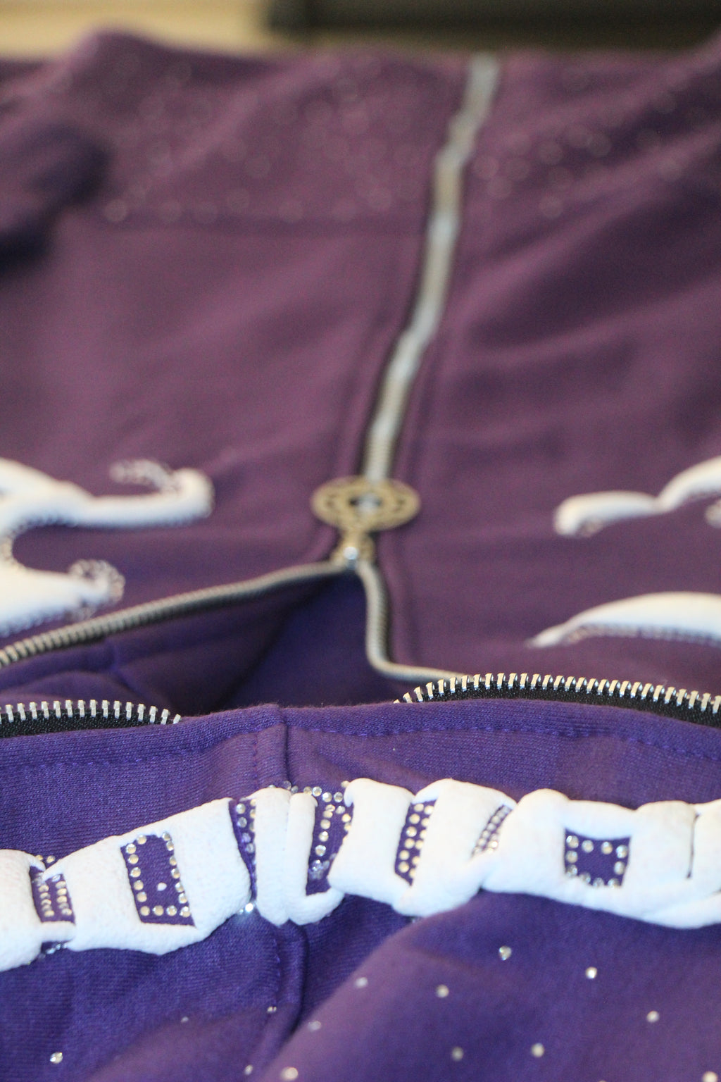 Purple Rhinestone Zip-Up Hoodie