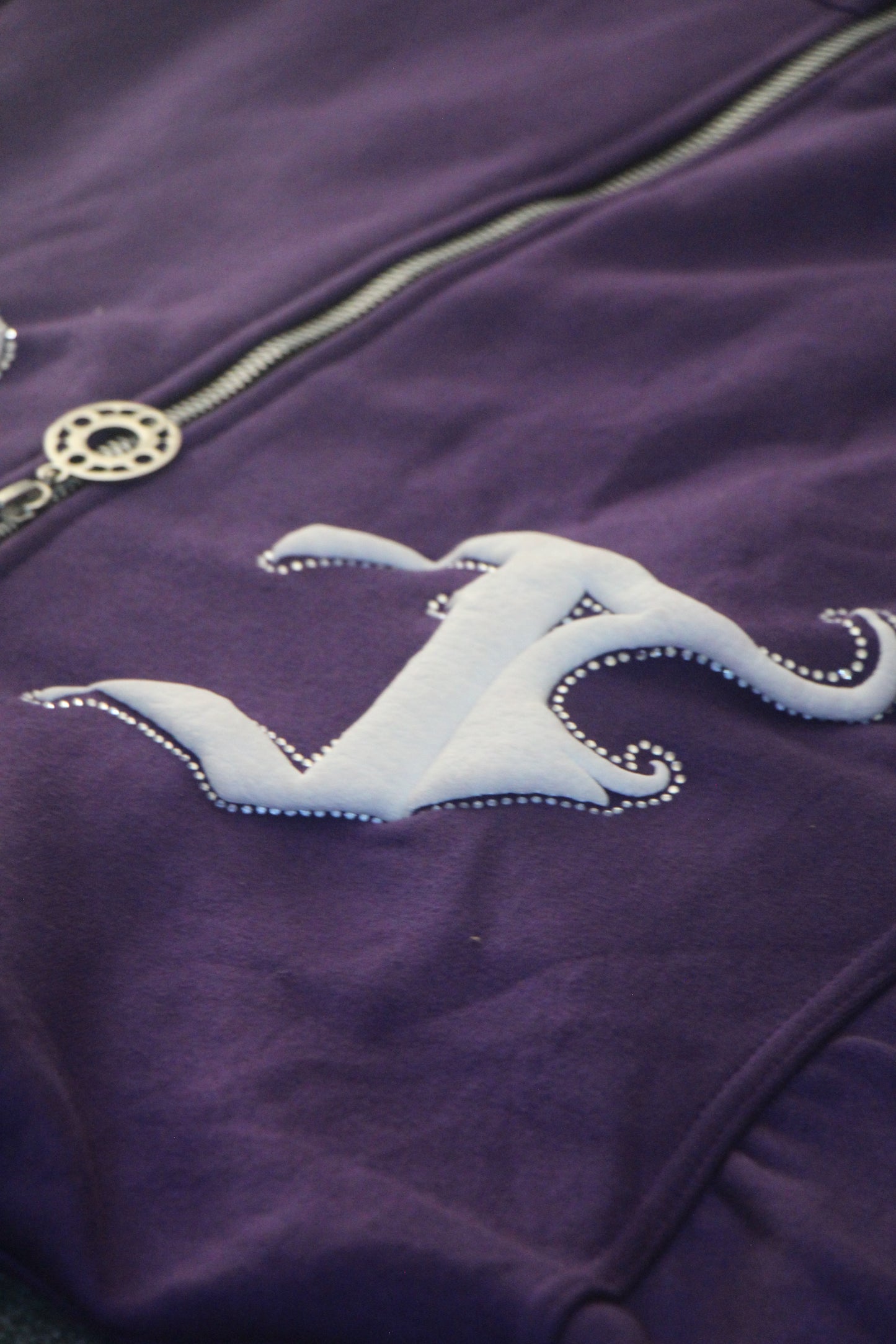 Purple Rhinestone Zip-Up Hoodie