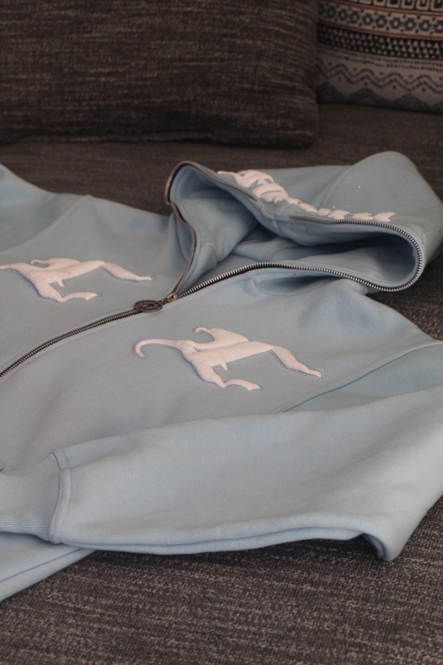Baby Blue Rhinestone Zip-Up Hoodie