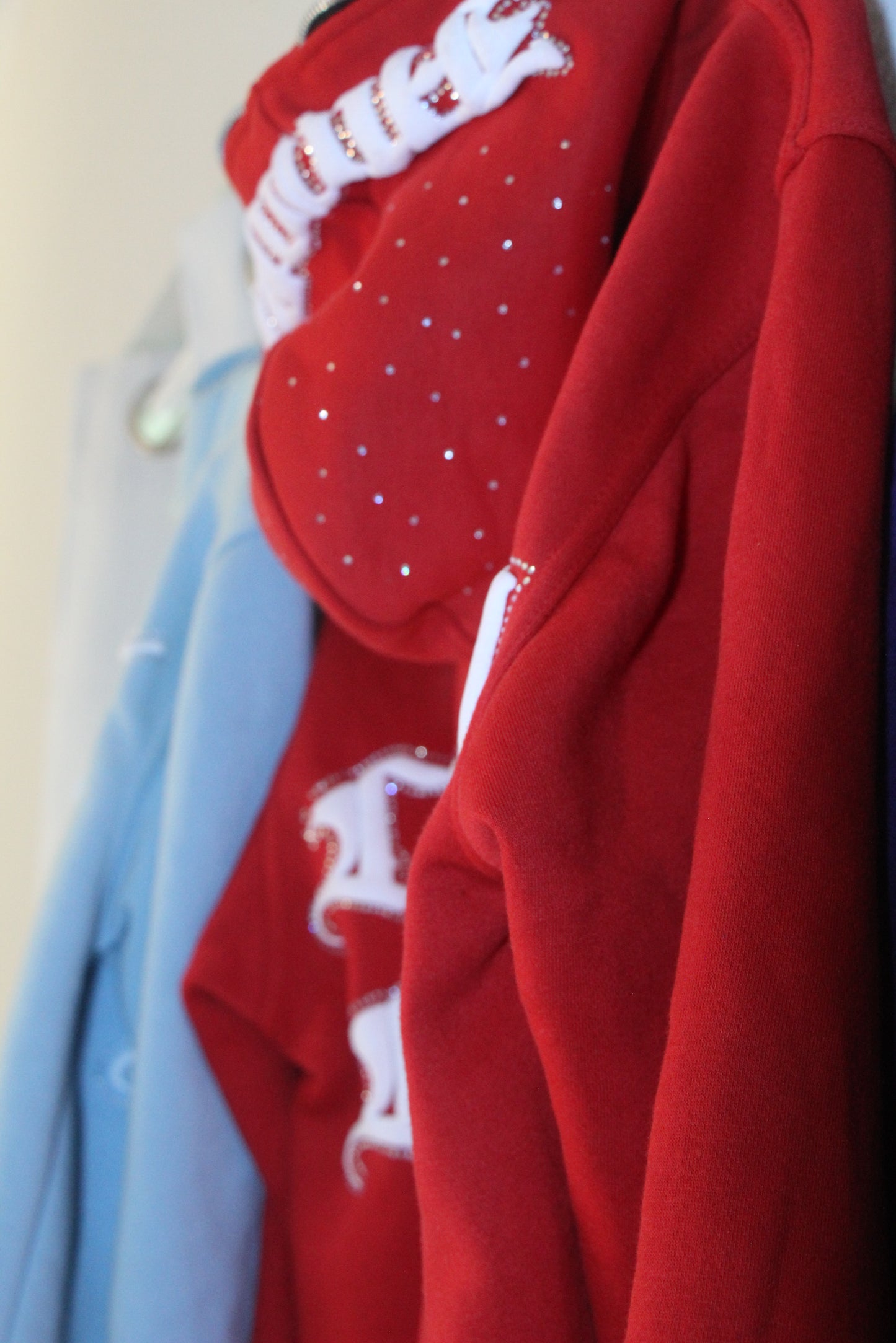 Red Rhinestone Zip-up Hoodie