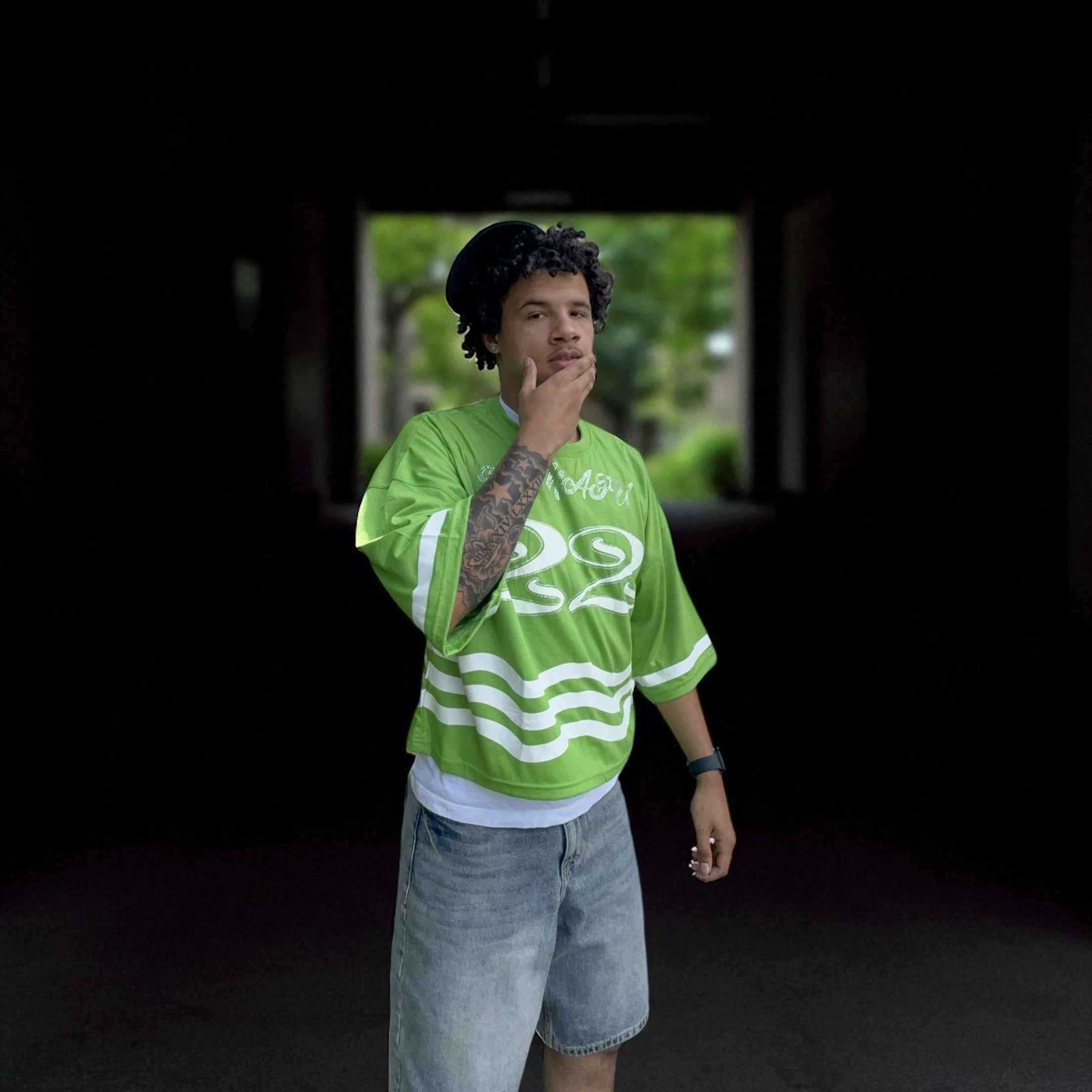 "Atnafu" Light Green Cropped Tees