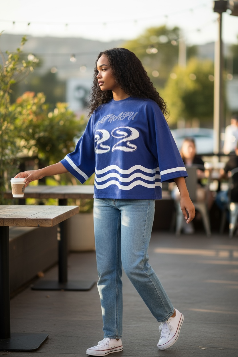 "Atnafu" Blue Cropped Tees